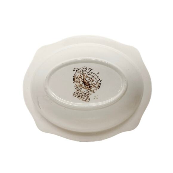 Vintage Johnson Bros Wild Turkeys Native American Windsor Ware Vegetable Bowl - Picture 5 of 6